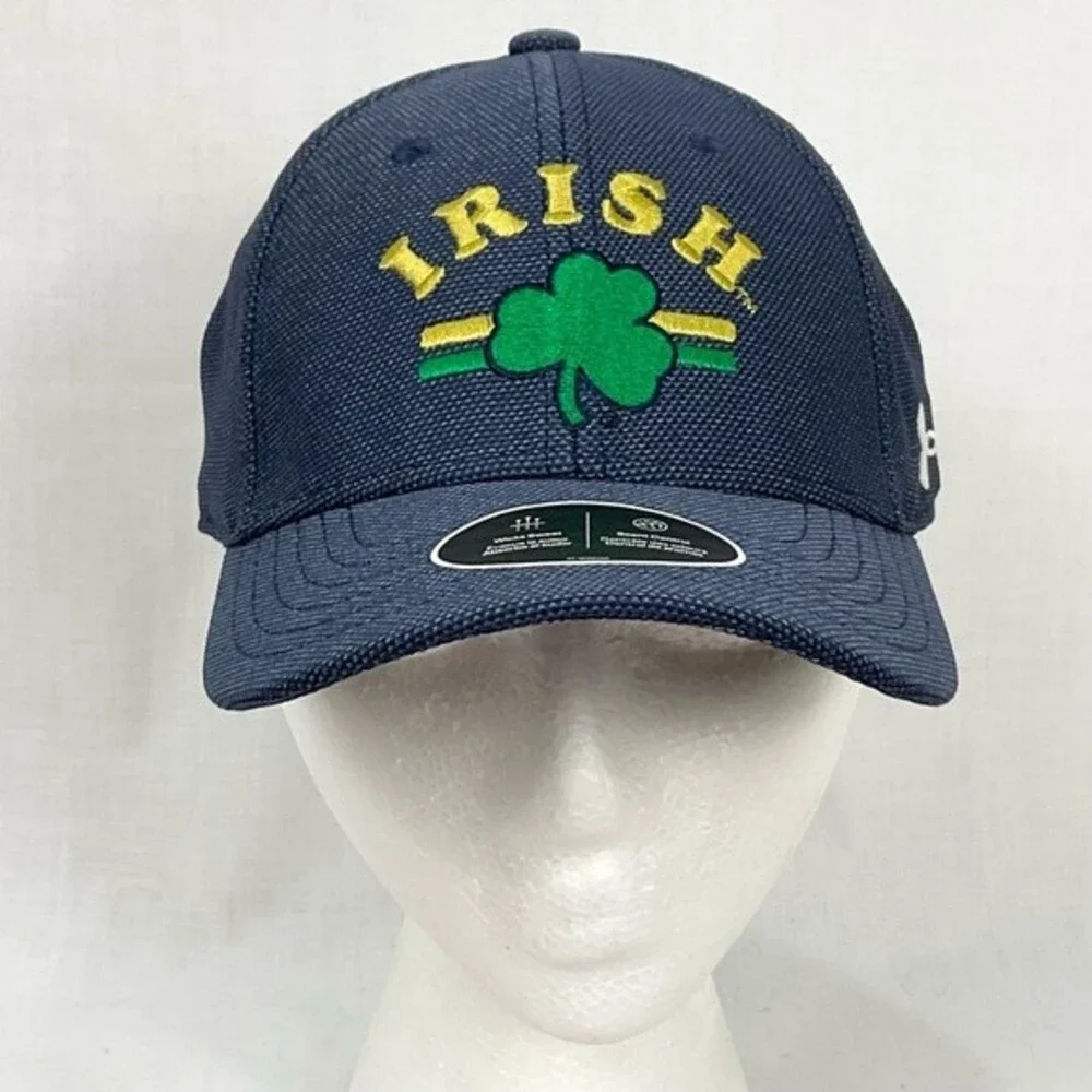 Under Armour Notre Dame Ballcap Cap Hat Blue Irish Shamrock Logo Youth OSFA New